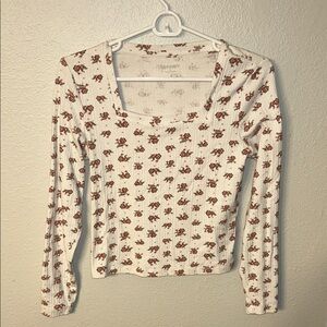 Old Navy White and Red Floral Blouse